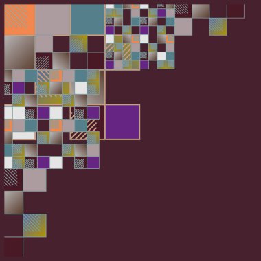 Mozaik, vektör çizim küpleri ve kareler