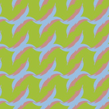 Dekoratif renkli seamless modeli sevimli yunuslar ile