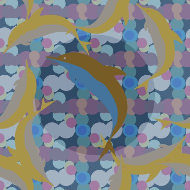 Dekoratif renkli seamless modeli sevimli yunuslar ile