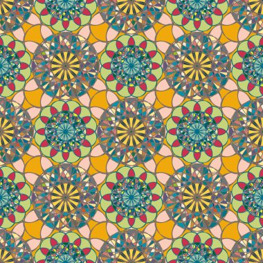 Renkli farklı renk seçenekleri sunan mozaik mandala arka plan