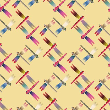 Dekoratif renkli seamless modeli ile şirin yusufçuk