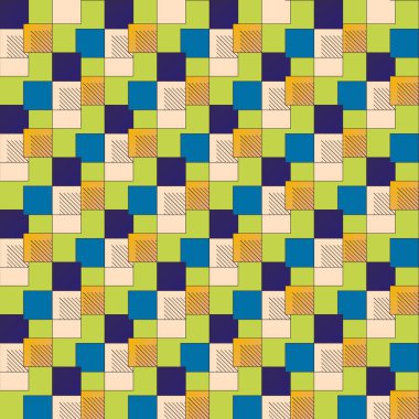 Mozaik, vektör çizim küpleri ve kareler