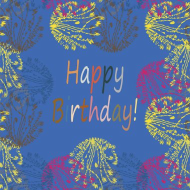 Çiçek desenli harflerle kutlu olsun çok renkli el çekilmiş