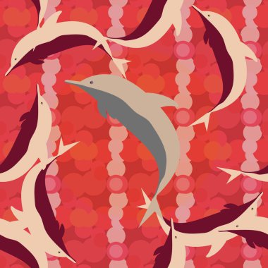 Dekoratif renkli seamless modeli sevimli yunuslar ile