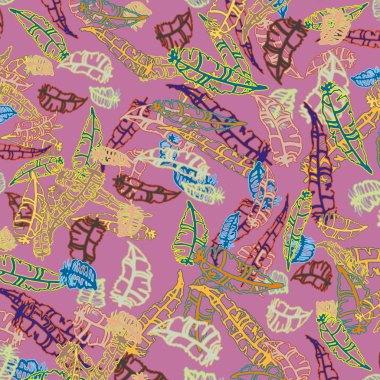 Memphis tarzı zemin ağaç yaprakları 