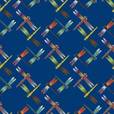 Dekoratif renkli seamless modeli ile şirin yusufçuk