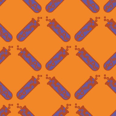 Kimya test tüpleri parlak arka plan üzerinde. Seamless modeli.