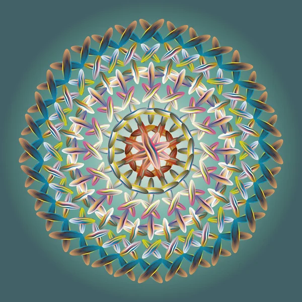 Simple Colorful Abstract Mandala Bright Circular Ornament Consisting Simple Shapes — Stock Vector