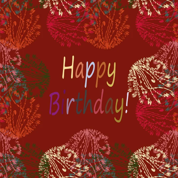 Múltiples Colores Dibujados Mano Feliz Cumpleaños Cartas Con Patrón Floral — Archivo Imágenes Vectoriales