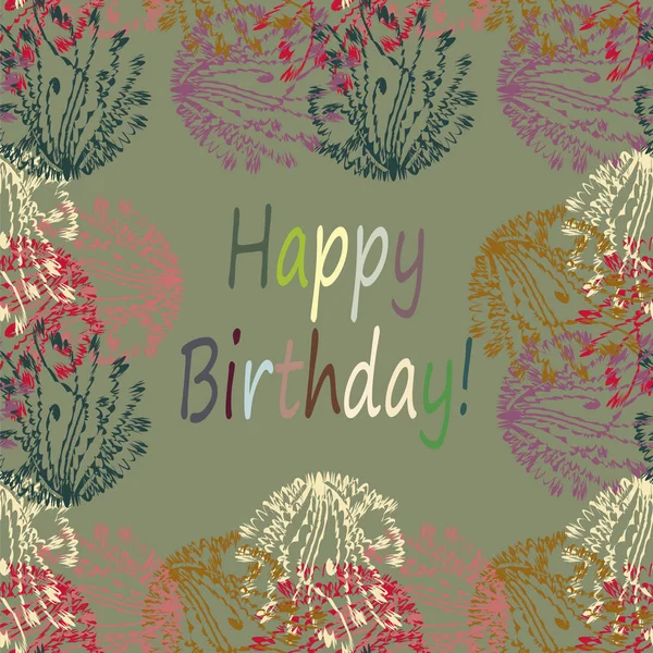 Multi Coloré Dessiné Main Joyeux Anniversaire Lettres Avec Motif Floral — Image vectorielle