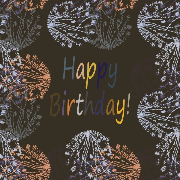 Multi Colorato Disegnato Mano Lettere Compleanno Felice Con Motivo Floreale — Vettoriale Stock