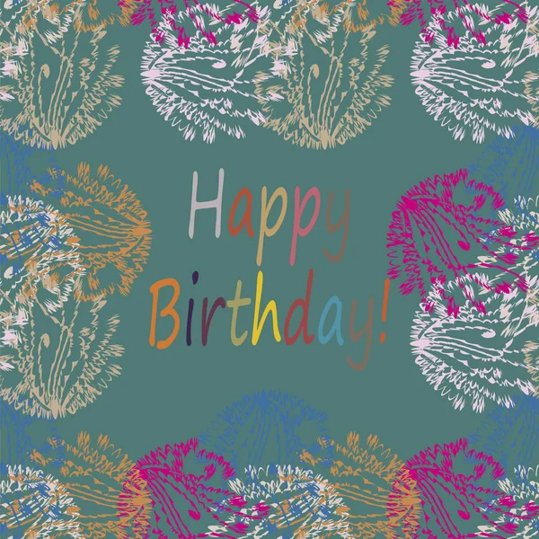 Multi Coloré Dessiné Main Joyeux Anniversaire Lettres Avec Motif Floral — Image vectorielle