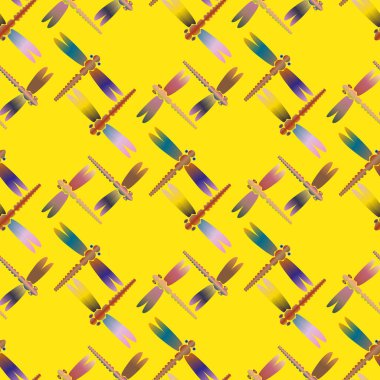 Dekoratif renkli seamless modeli ile şirin yusufçuk