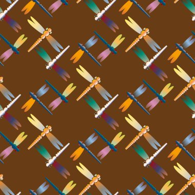 Dekoratif renkli seamless modeli ile şirin yusufçuk