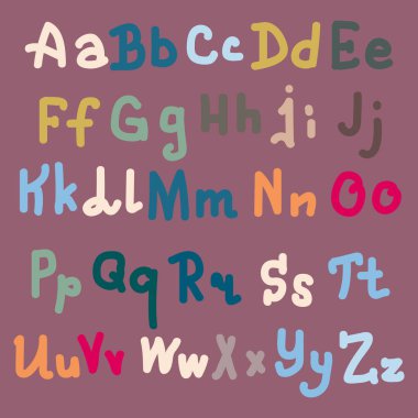 Çok renkli el alfabesi harfleri üzerinde düz arka plan çekilmiş.