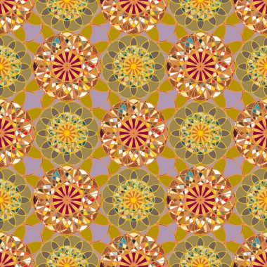 Renkli farklı renk seçenekleri sunan mozaik mandala arka plan