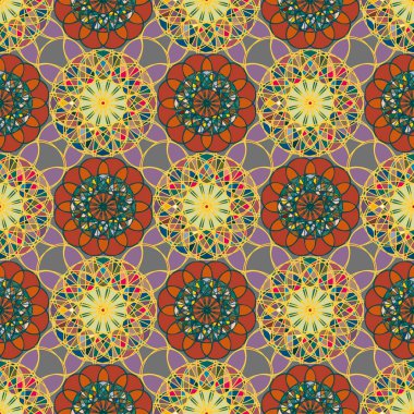 Renkli farklı renk seçenekleri sunan mozaik mandala arka plan