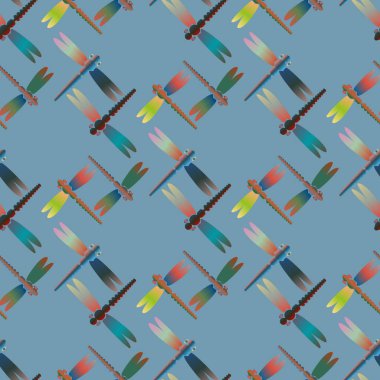 Dekoratif renkli seamless modeli ile şirin yusufçuk