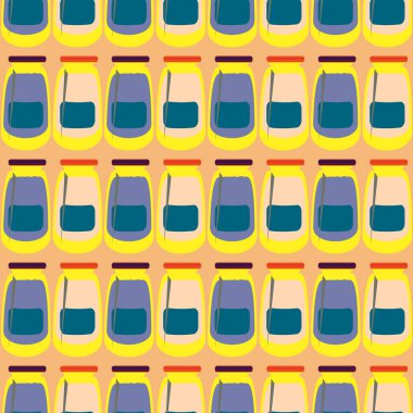 Kavanoz ile rustik ev konserve yeni dikişsiz desen arka planı için.