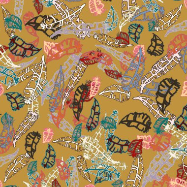 Memphis tarzı zemin ağaç yaprakları 