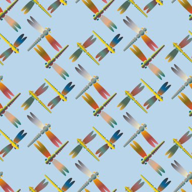 Dekoratif renkli seamless modeli ile şirin yusufçuk