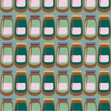 Kavanoz ile rustik ev konserve yeni dikişsiz desen arka planı için.