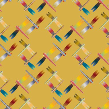 Dekoratif renkli seamless modeli ile şirin yusufçuk