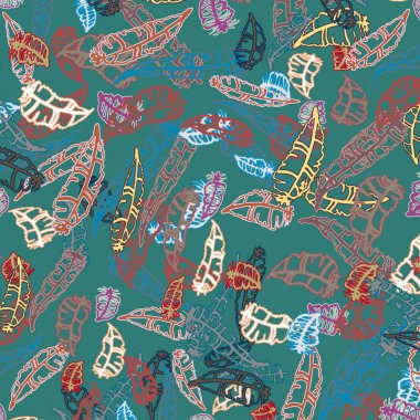 Memphis tarzı zemin ağaç yaprakları 