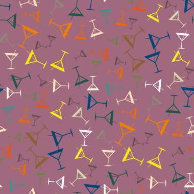 Tropik kokteyller desen, renkli kesintisiz vektör çizim