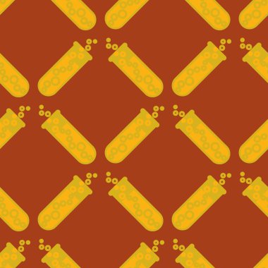 Kimya test tüpleri parlak arka plan üzerinde. Seamless modeli.