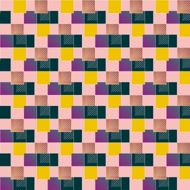 soyut grafik piksel, vektör çizim küpleri ve kareler