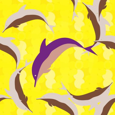 Dekoratif renkli seamless modeli sevimli yunuslar ile