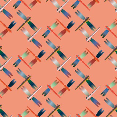 Dekoratif renkli seamless modeli ile şirin yusufçuk