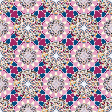 Renkli farklı renk seçenekleri sunan mozaik mandala arka plan