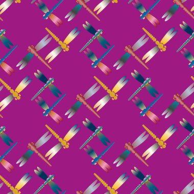 Dekoratif renkli seamless modeli ile şirin yusufçuk