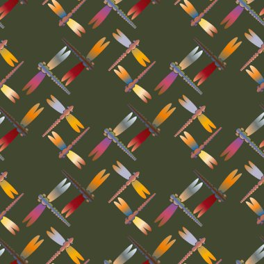 Dekoratif renkli seamless modeli ile şirin yusufçuk