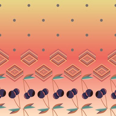 Şirin kiraz seamless modeli. Vektör çizim.