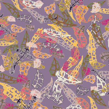 Memphis tarzı zemin ağaç yaprakları 