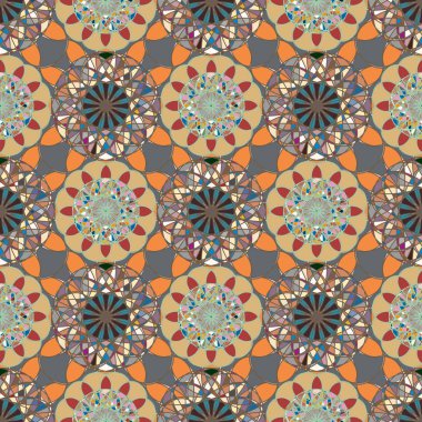 Renkli farklı renk seçenekleri sunan mozaik mandala arka plan