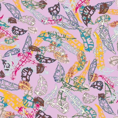 Memphis tarzı zemin ağaç yaprakları 