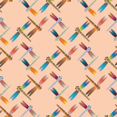 Dekoratif renkli seamless modeli ile şirin yusufçuk