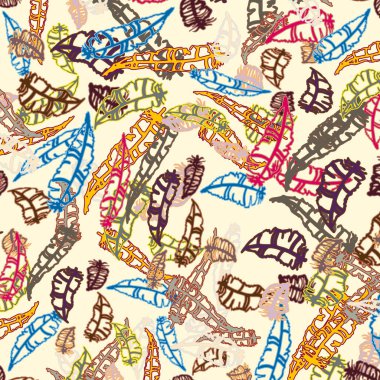 Memphis tarzı zemin ağaç yaprakları 