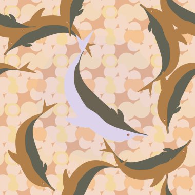 Dekoratif renkli seamless modeli sevimli yunuslar ile