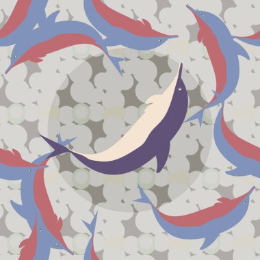 Dekoratif renkli seamless modeli sevimli yunuslar ile