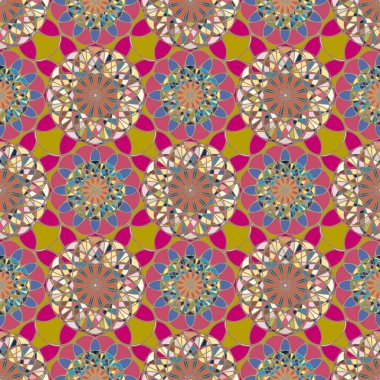 Renkli farklı renk seçenekleri sunan mozaik mandala arka plan