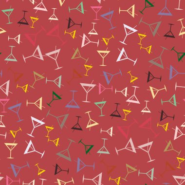 Tropik kokteyller desen, renkli kesintisiz vektör çizim