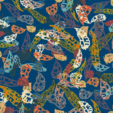 Memphis tarzı zemin ağaç yaprakları 