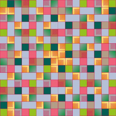 renkli soyut piksel, vektör çizim küpleri ve kareler