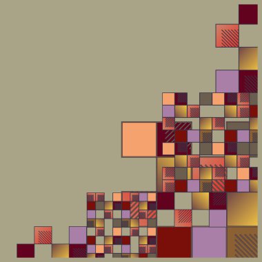 grafik Mozaik, vektör çizim küpleri ve kareler