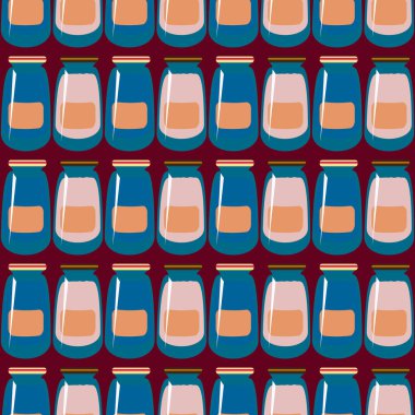 Kavanoz ile rustik ev konserve yeni dikişsiz desen arka planı için.